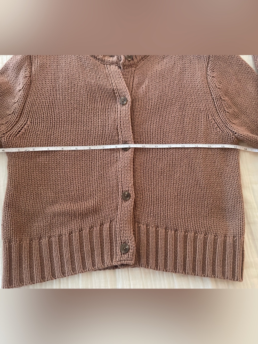 Chunky Brown Crewneck Button Cardigan Sweater size small - Picture 8 of 11